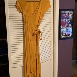 Mustard yellow wrap dress high low!! Beautiful